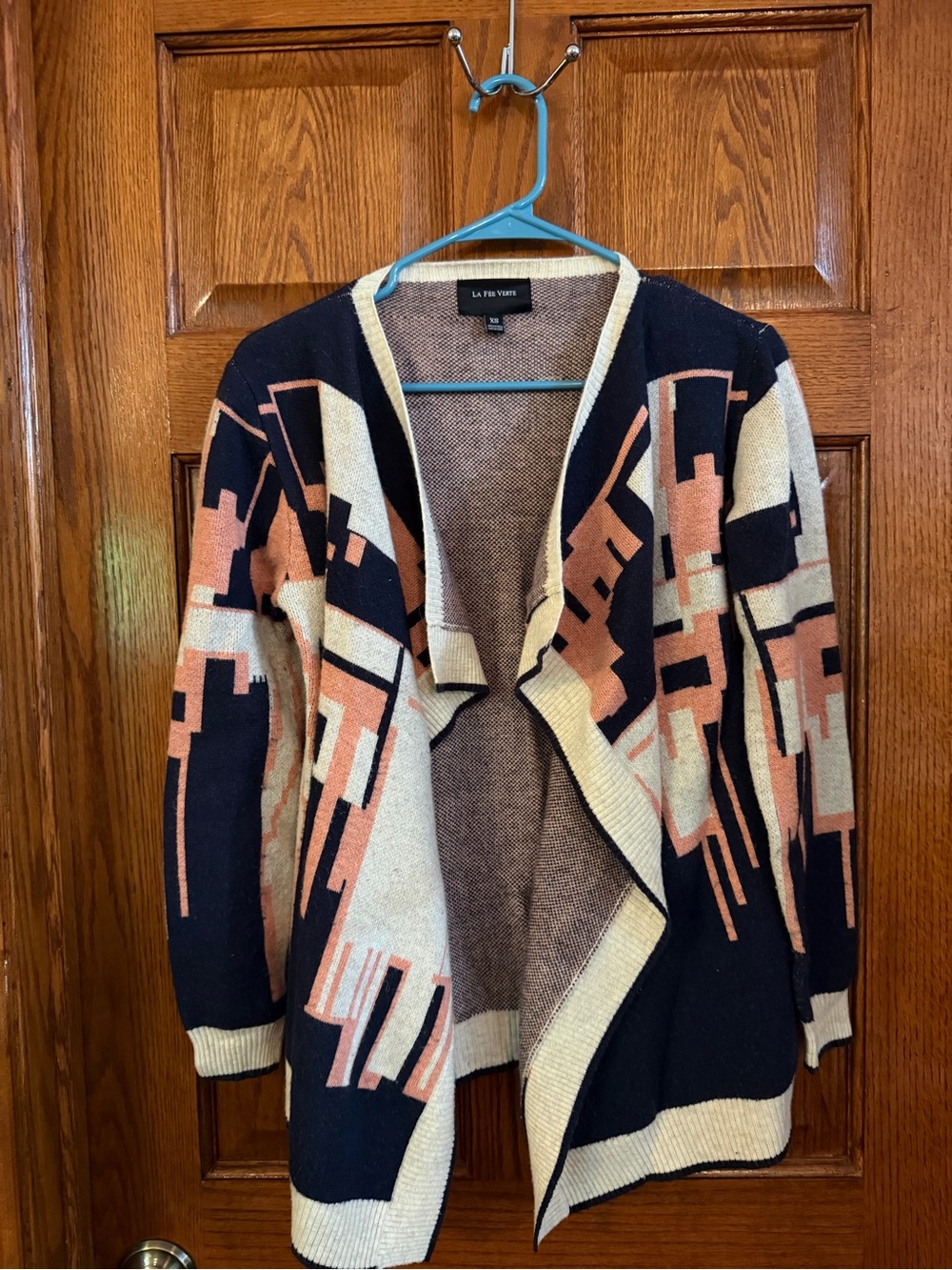 La Fee Verte XS Open Tribal Print Cardigan Wool Blend